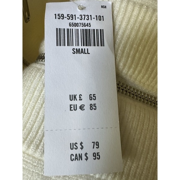 Abercrombie & Fitch White Sweater Dress Small Soft A&F Ribbed Knit Zip Neck - Picture 5 of 6